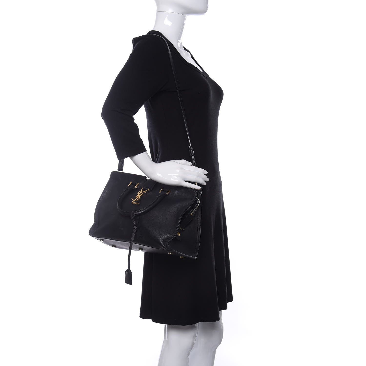 Saint Laurent Smooth Calfskin Small Monogram Cabas Black 2 of 15