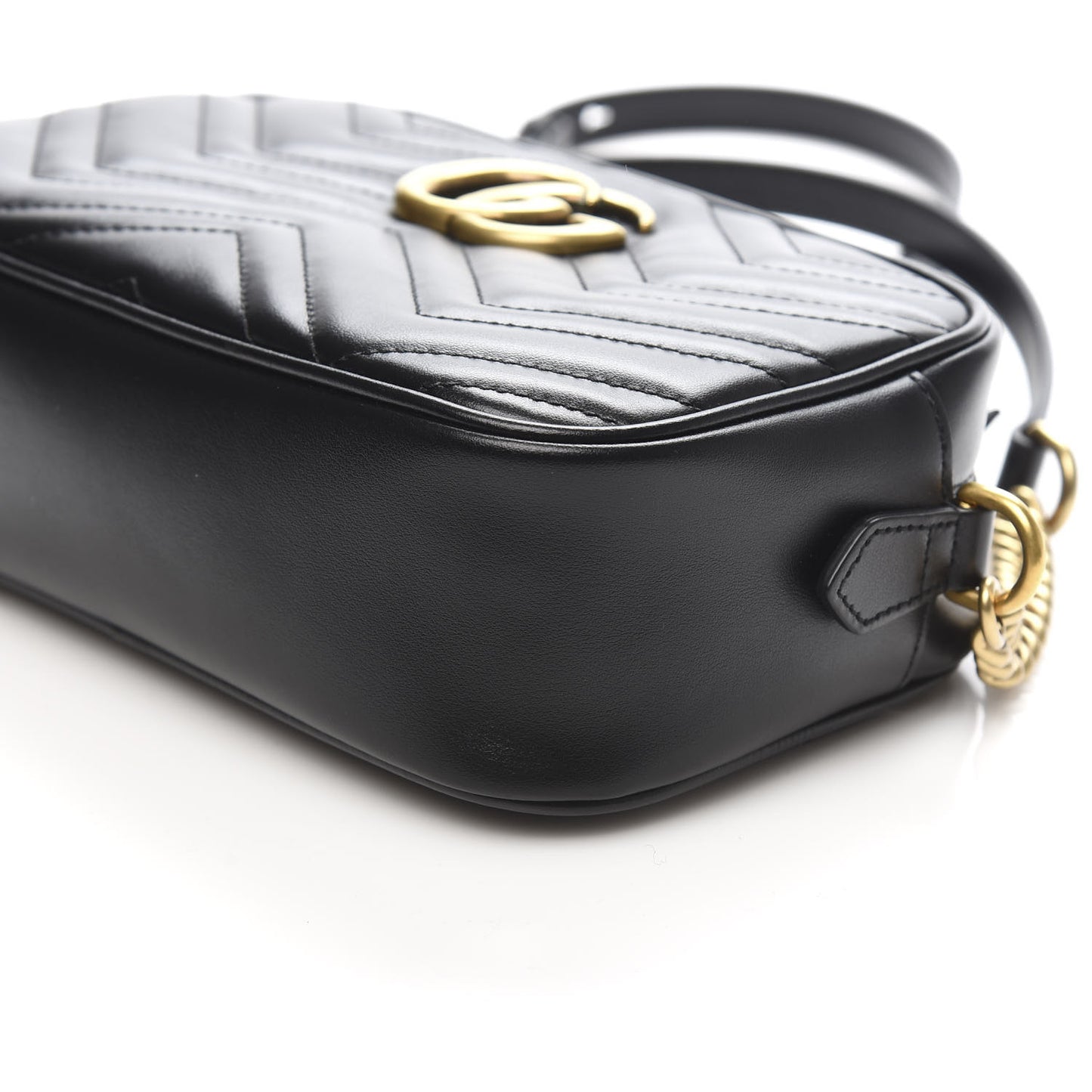 Calfskin Matelasse Small GG Marmont Chain Shoulder Bag Black