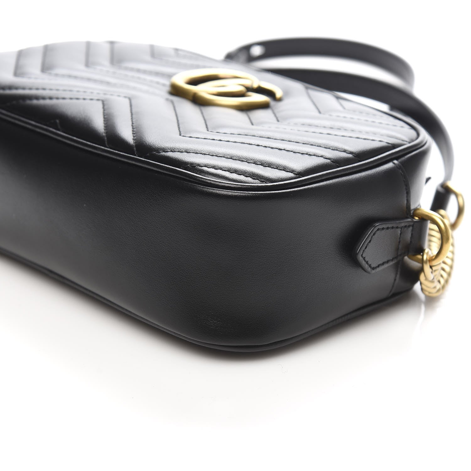 Gucci Calfskin Matelasse Small GG Marmont Chain Shoulder Bag Black 9 of 10