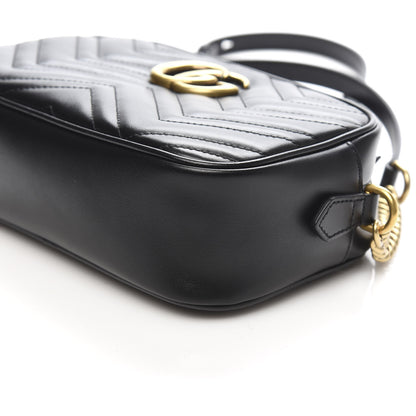 Gucci Calfskin Matelasse Small GG Marmont Chain Shoulder Bag Black 9 of 10
