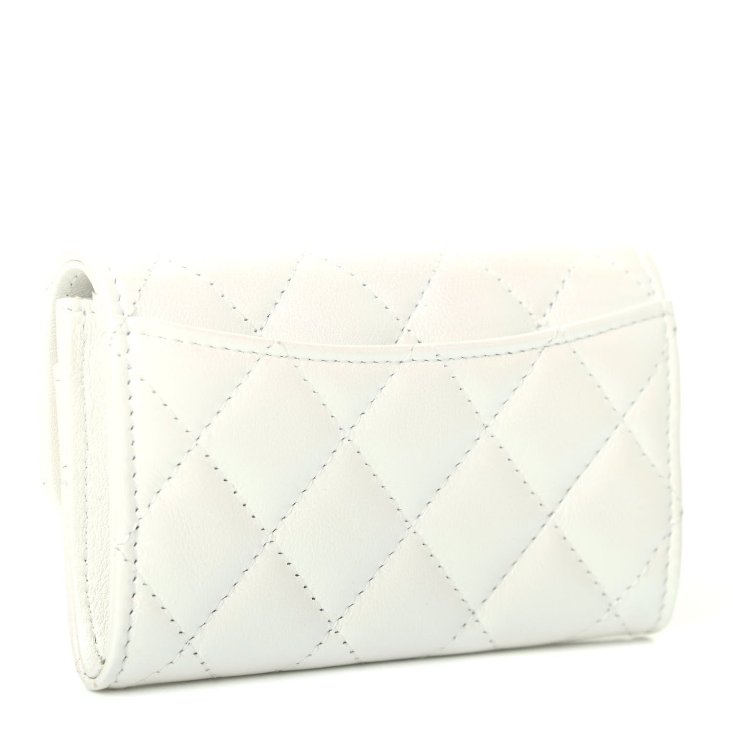 Chanel Iridescent Lambskin Quilted Flap Card Holder Wallet Ivory 2 of 4