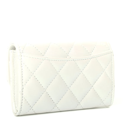 Chanel Iridescent Lambskin Quilted Flap Card Holder Wallet Ivory 2 of 4