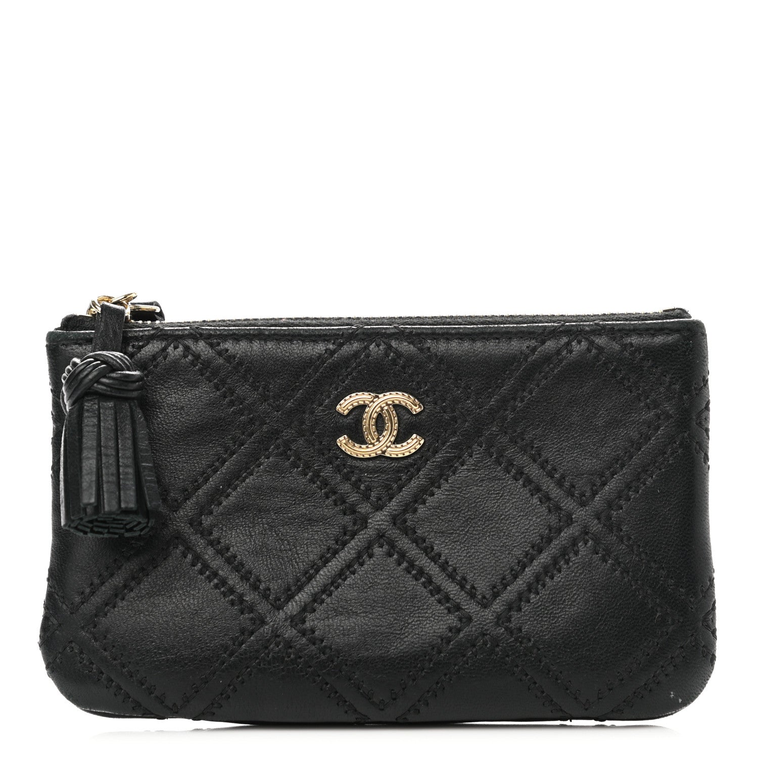 Chanel Lambskin Stitched Small Cosmetic Case Black 1 of 9