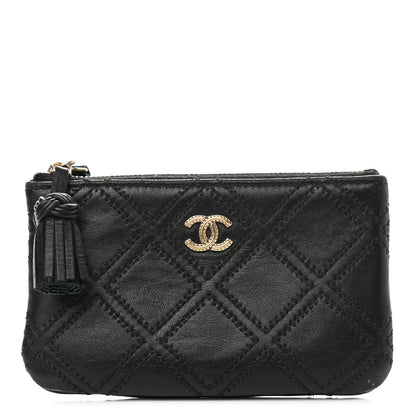 Chanel Lambskin Stitched Small Cosmetic Case Black 1 of 9