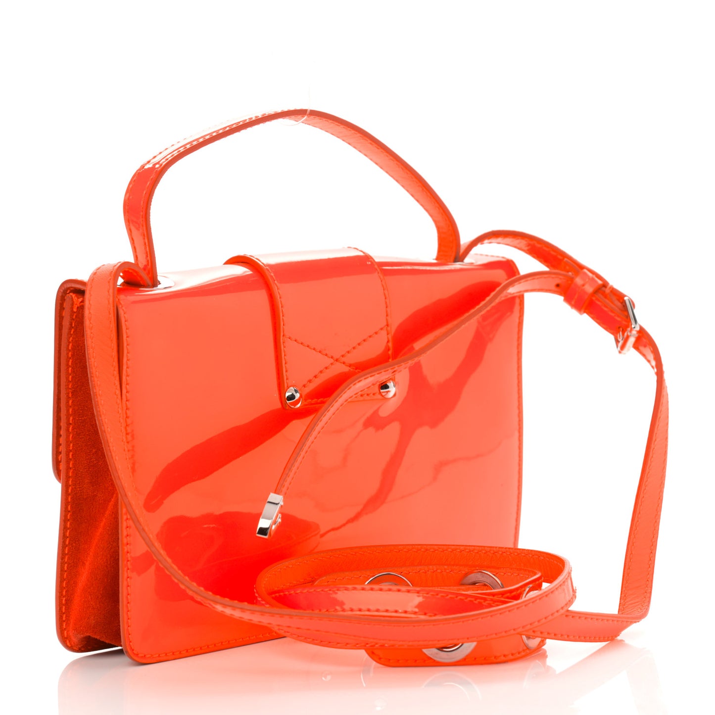 Patent Suede Rebel Crossbody Bag Orange