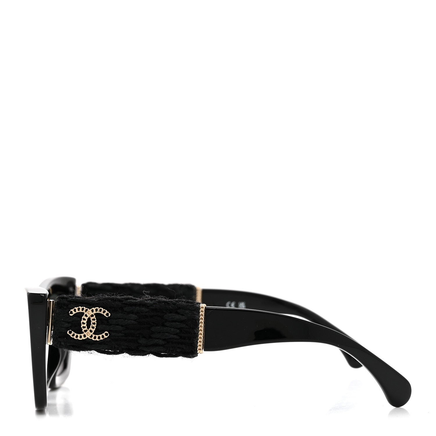 Chanel Acetate Tweed CC Cat Eye Sunglasses 71550A Black 3 of 7