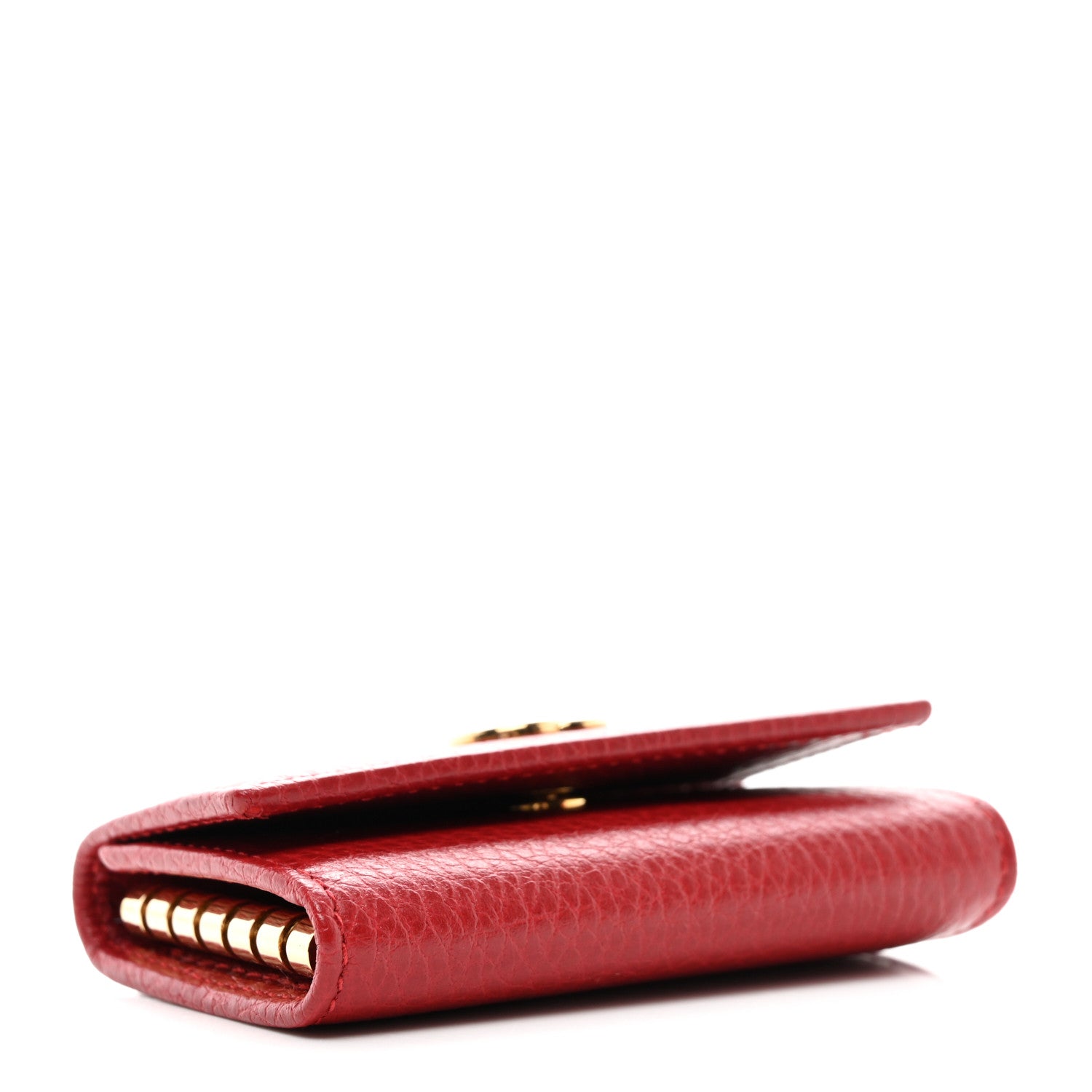 Gucci Pebbled Calfskin GG Marmont 6 Key Holder Hibiscus Red 4 of 8