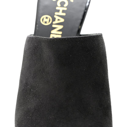 Chanel Suede Patent Calfskin Cap Toe Pearl Mule 36 Black 9 of 10