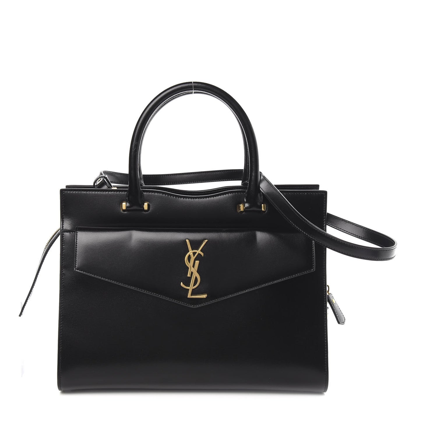 Shiny Calfskin Medium Uptown Tote Black