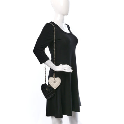 Chanel Patent Calfskin Resin Quilted CC Heart Clutch With Chain Black 3 of 12