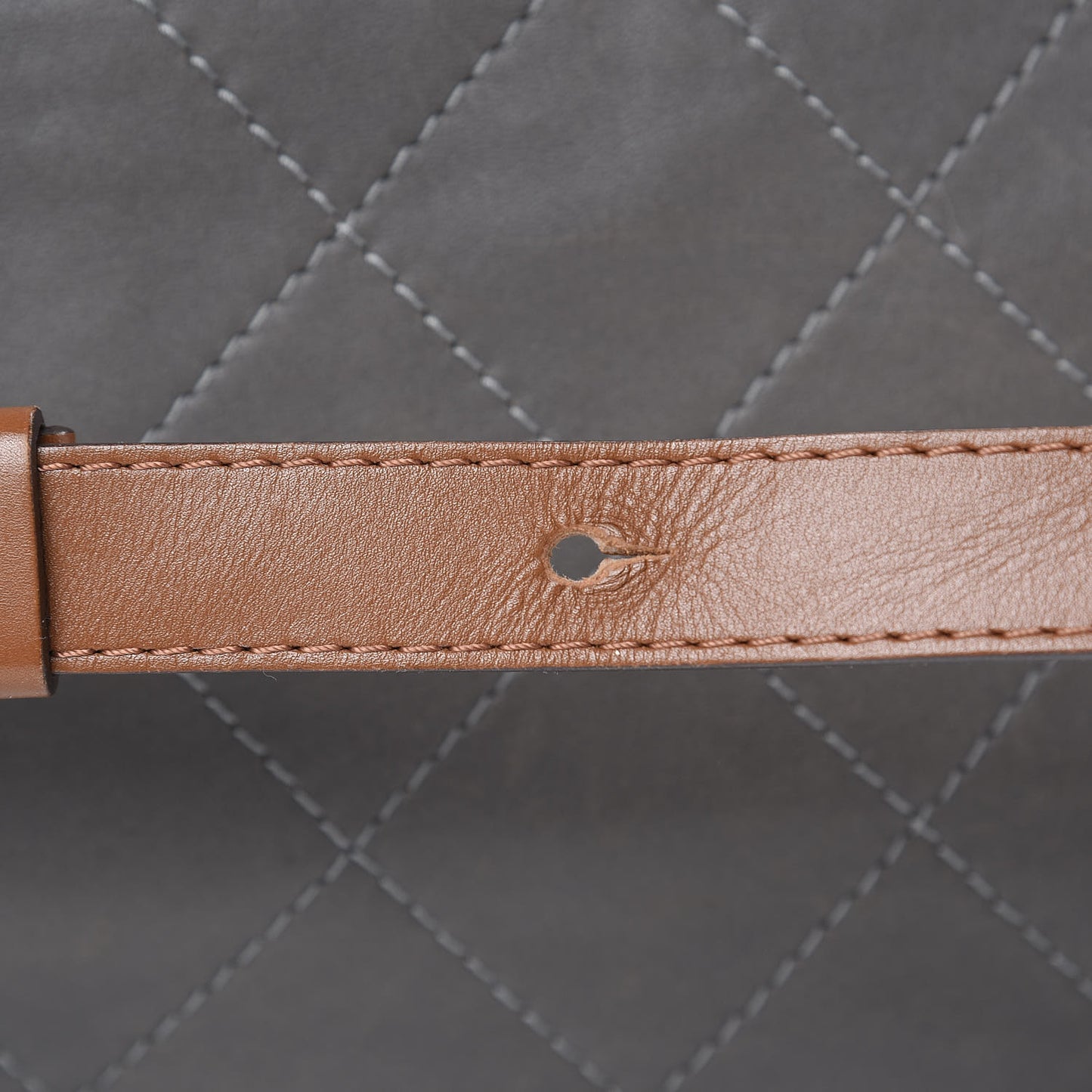 Calfskin Country Chic Stitched Hobo Grey