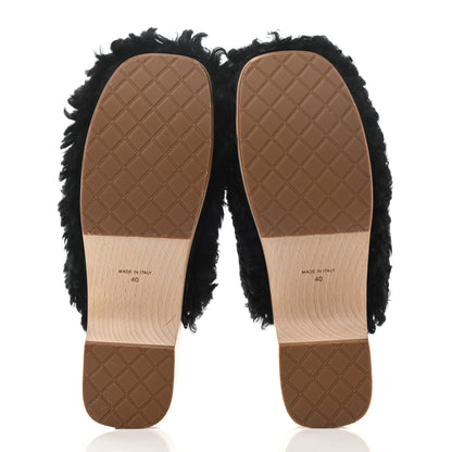 Chanel Shearling Lambskin Clogs 40 Black 5 of 10