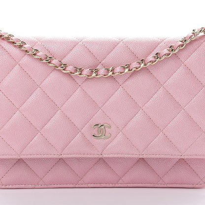 Chanel Iridescent Caviar Quilted Wallet on Chain WOC Pink 8 of 11