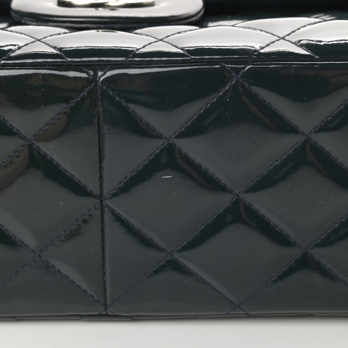 Patent Quilted Jumbo Double Flap Blue