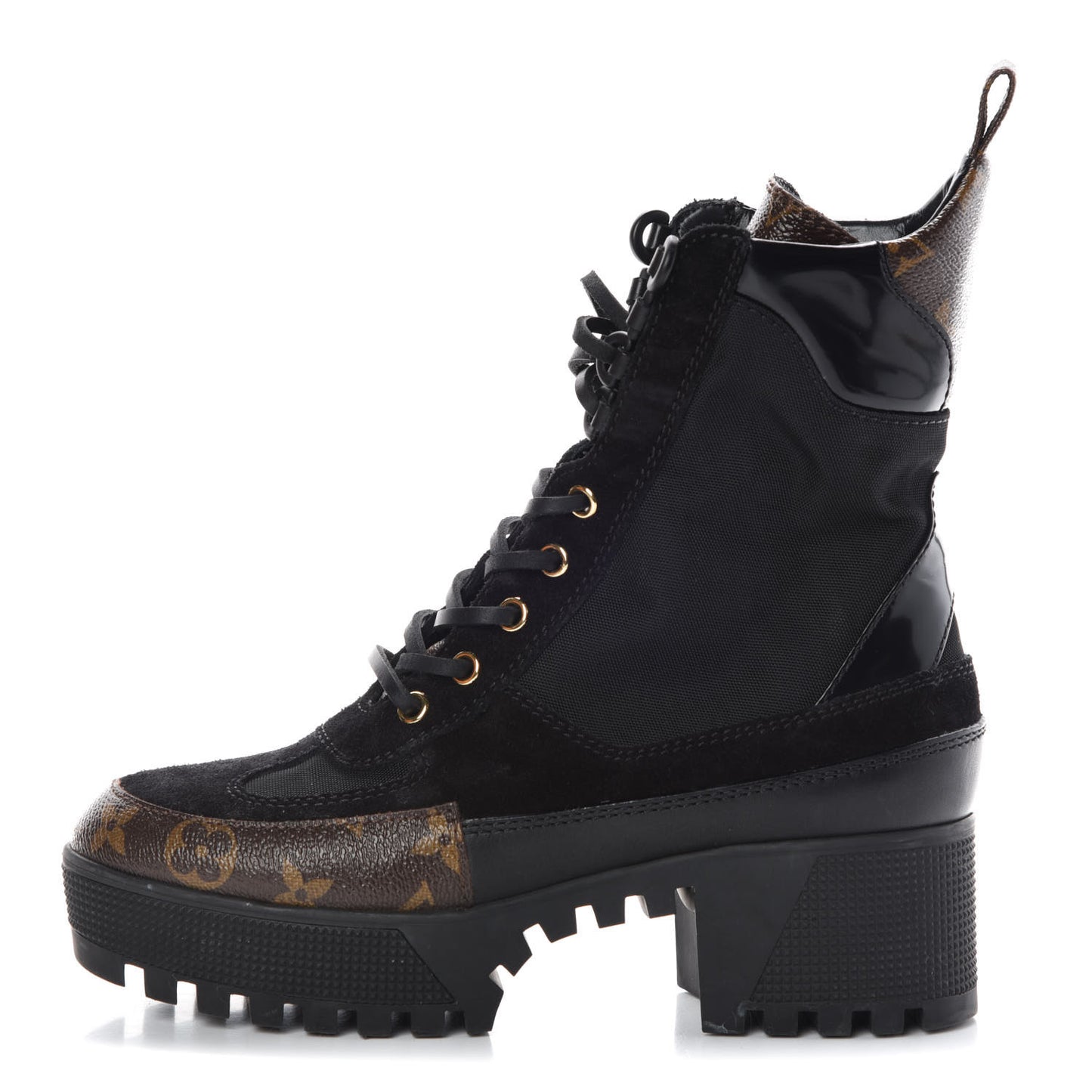 Suede Calfskin Monogram Laureate Platform Desert Boots 36 Black