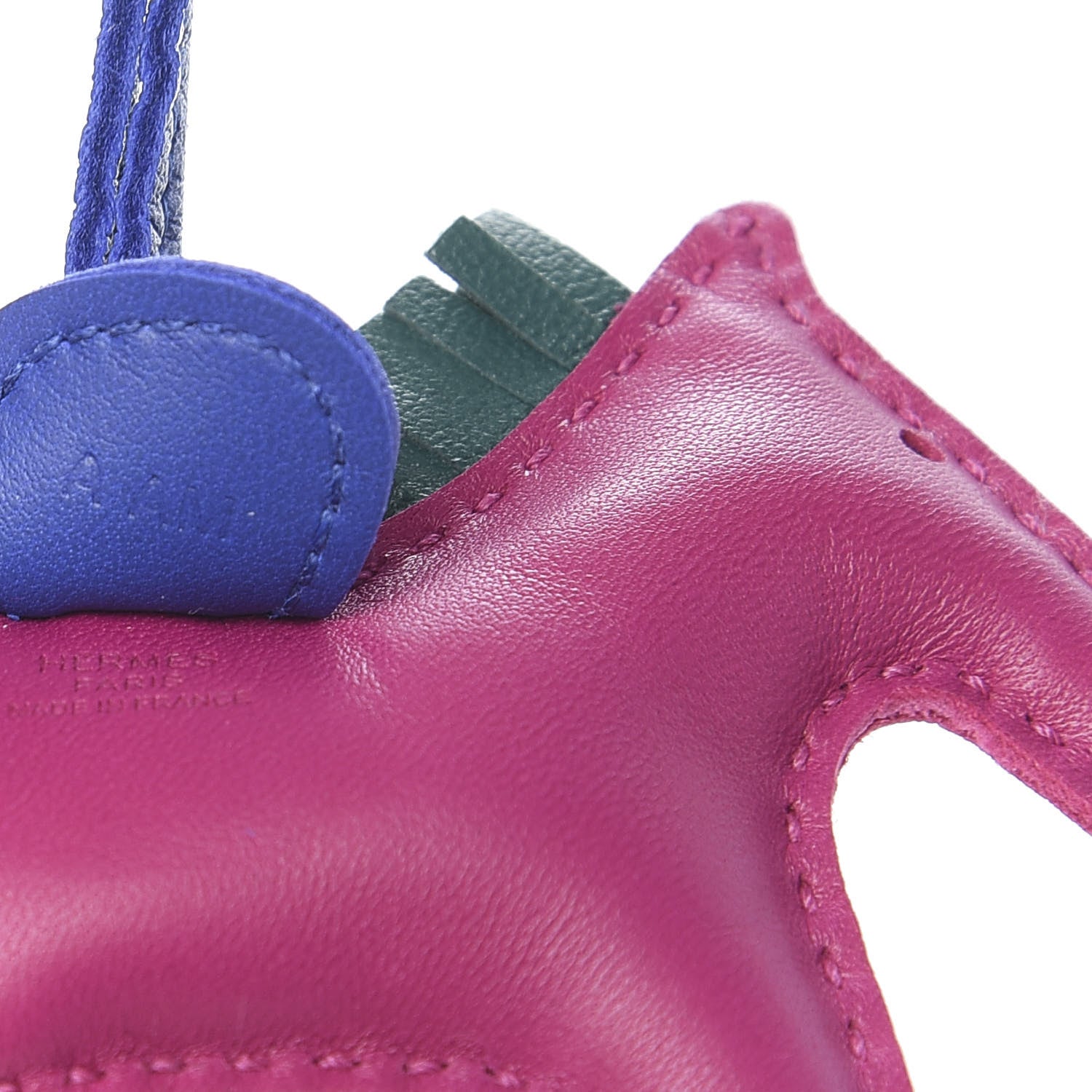 Hermes Milo Lambskin Grigri Rodeo Horse Bag Charm PM Rose Pourpre Bleu Electrique Malachite 3 of 4