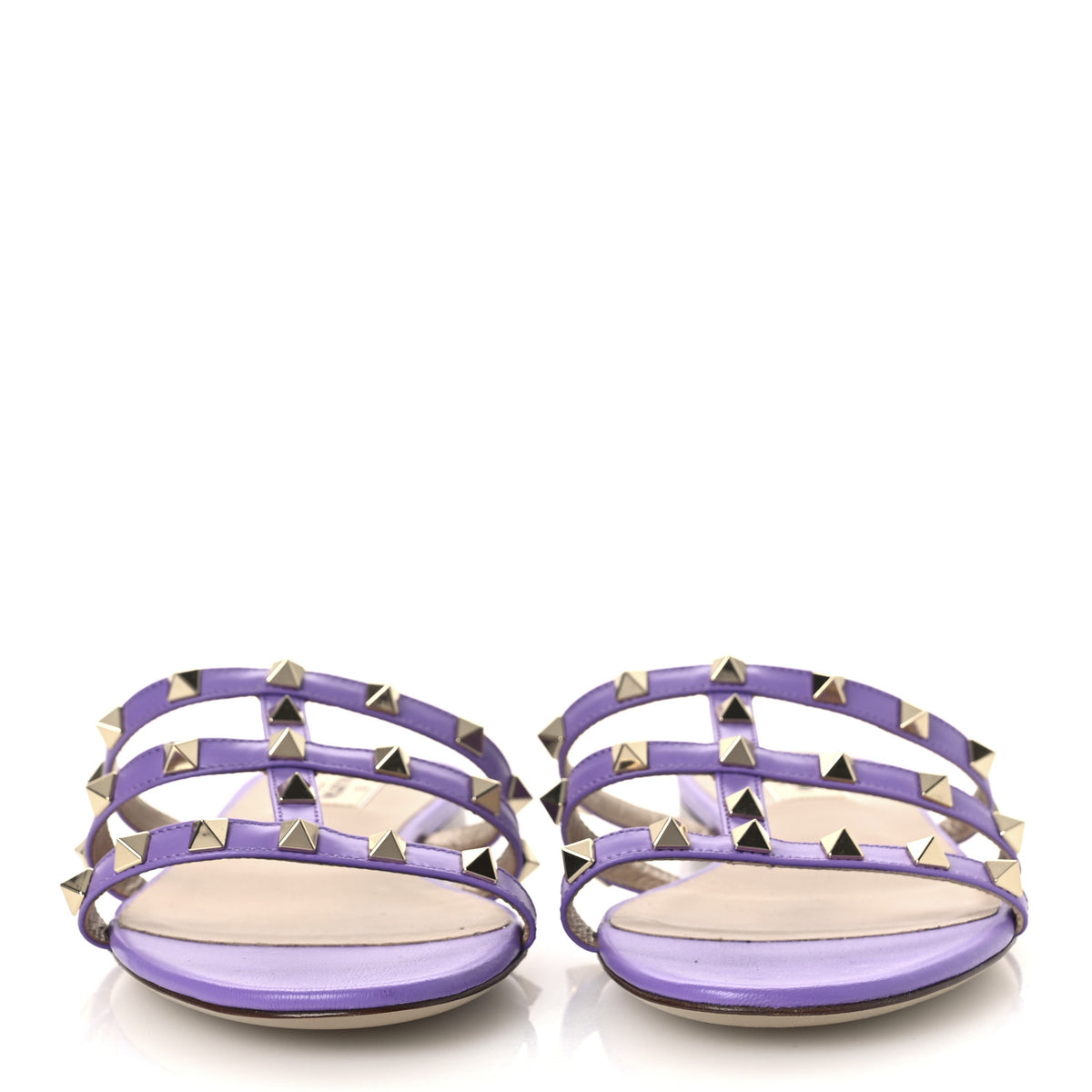 Nappa Rockstud Caged Flat Slide Sandals 40 Glicine
