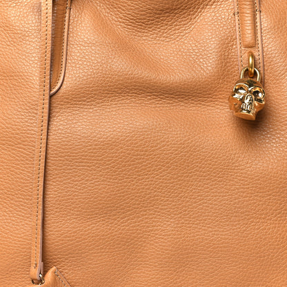 Alexander McQueen Pebbled Calfskin Large Skull Padlock Zip Around Tote Cognac 7 of 11