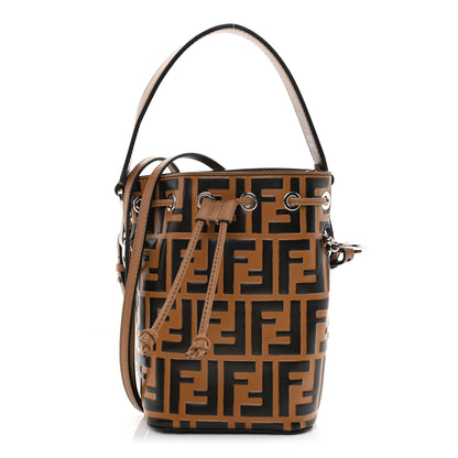 Fendi Vitello Liberty F is Fendi FF Embossed Mini Mon Tresor Bucket Bag Tobacco Black 1 of 8