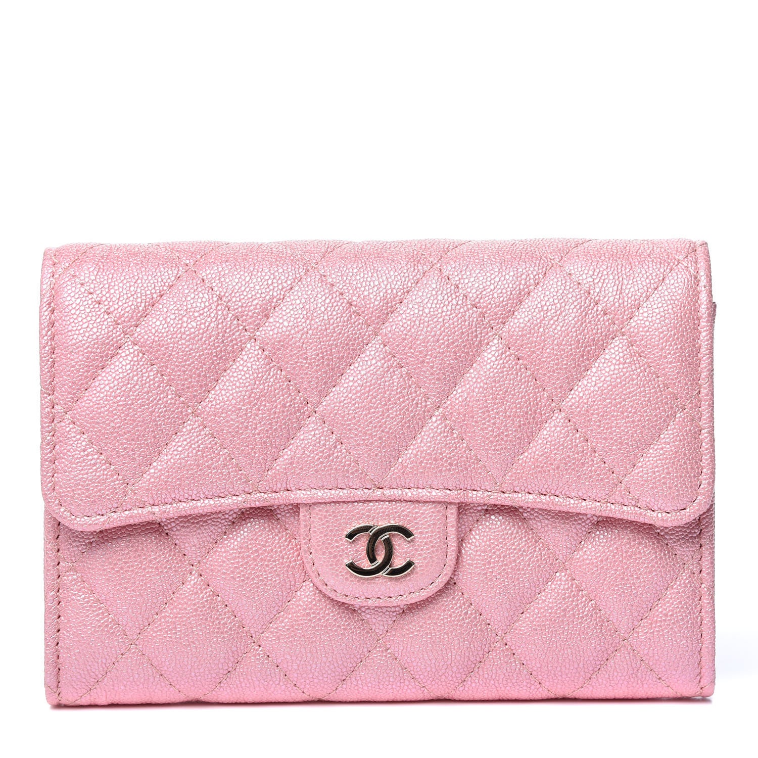 Chanel Iridescent Caviar Quilted Medium Flap Wallet Rose Pink 1 of 10
