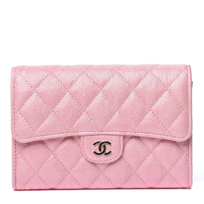 Chanel Iridescent Caviar Quilted Medium Flap Wallet Rose Pink 1 of 10