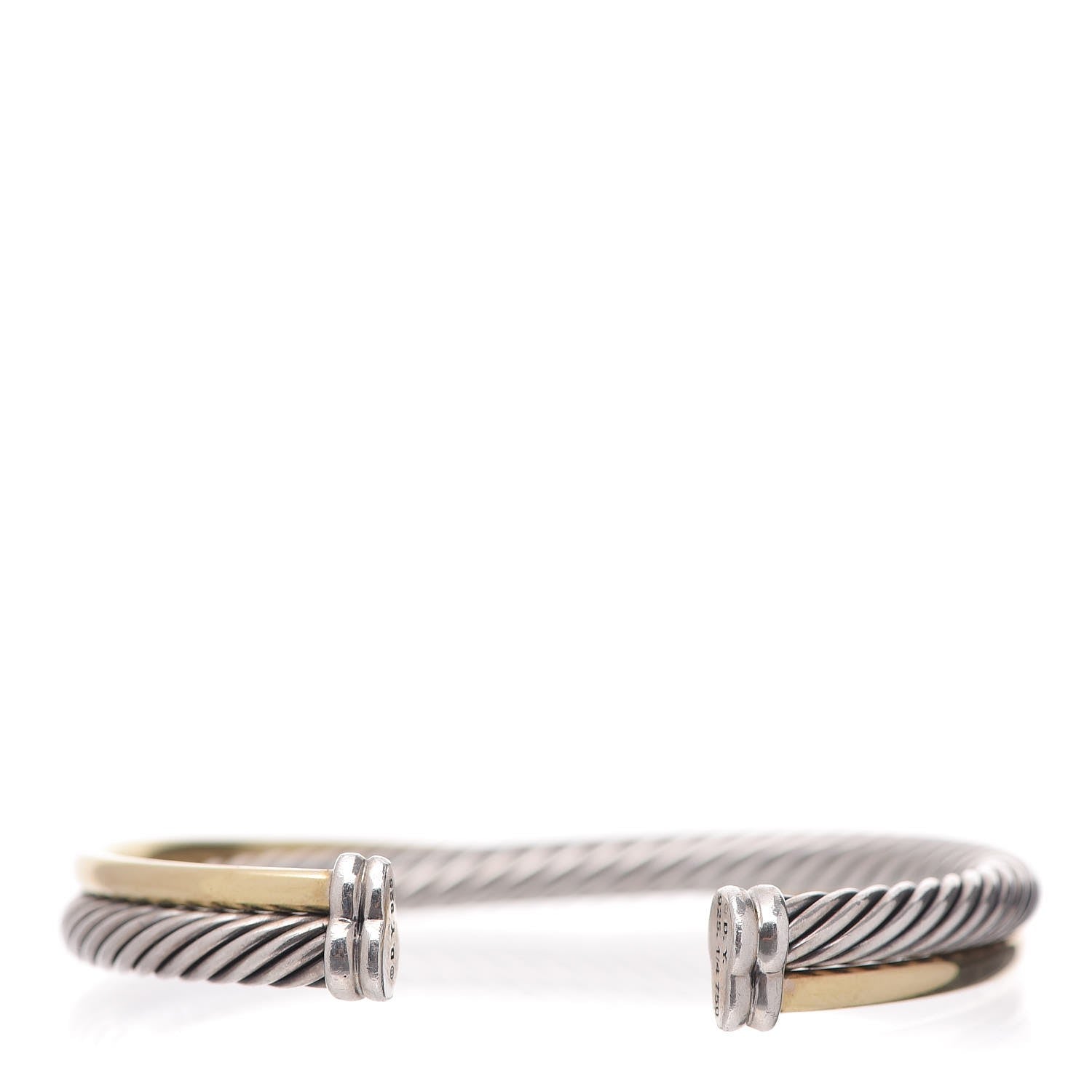 David Yurman Sterling Silver 18K Yellow Gold 5mm Crossover Cuff Bracelet 3 of 5
