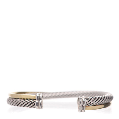 David Yurman Sterling Silver 18K Yellow Gold 5mm Crossover Cuff Bracelet 3 of 5