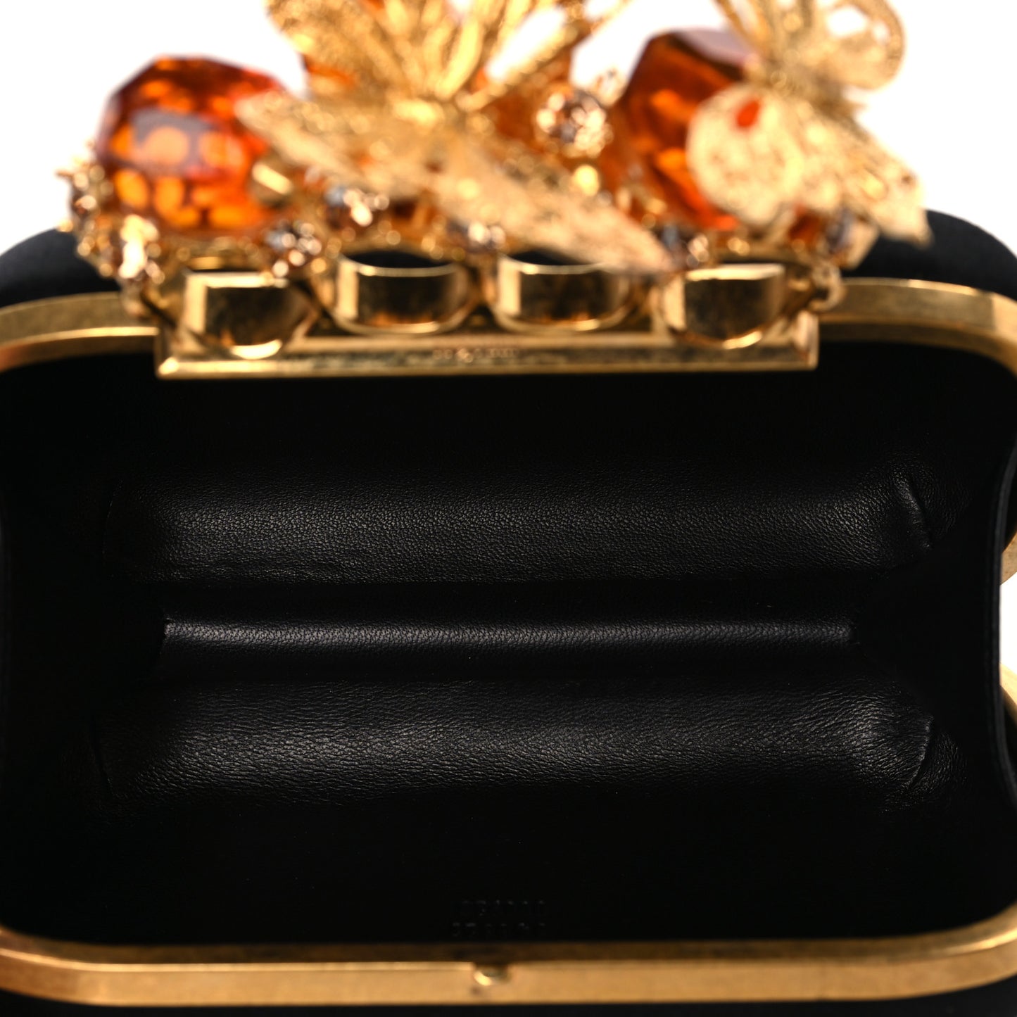 Satin Butterfly Knuckle Duster Box Clutch Black