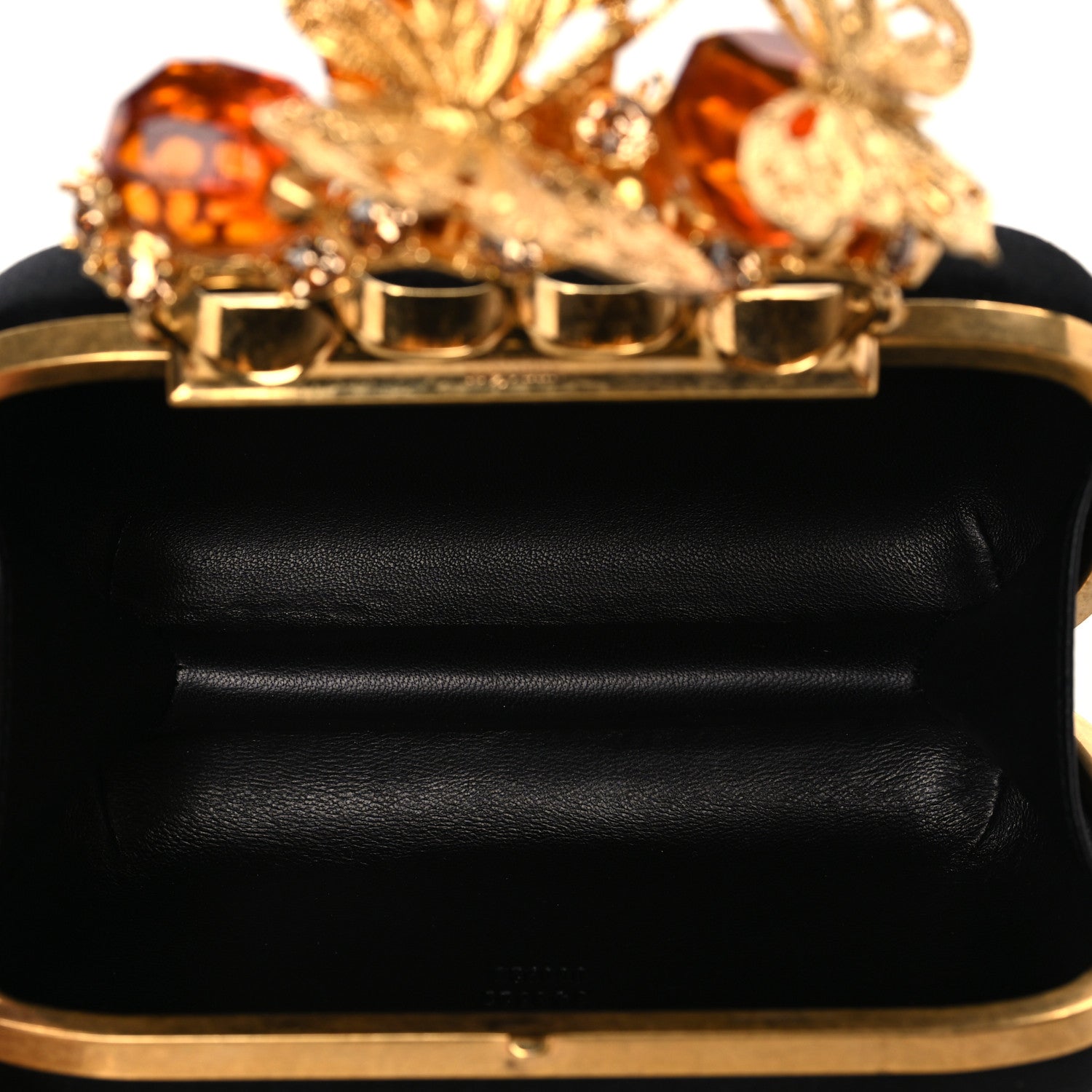 Alexander McQueen Satin Butterfly Knuckle Duster Box Clutch Black 4 of 7