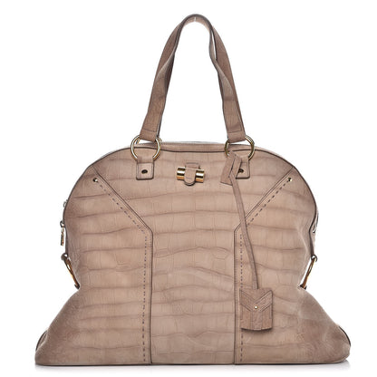 Saint Laurent Nubuck Croc Embossed Oversized Muse Beige 1 of 12