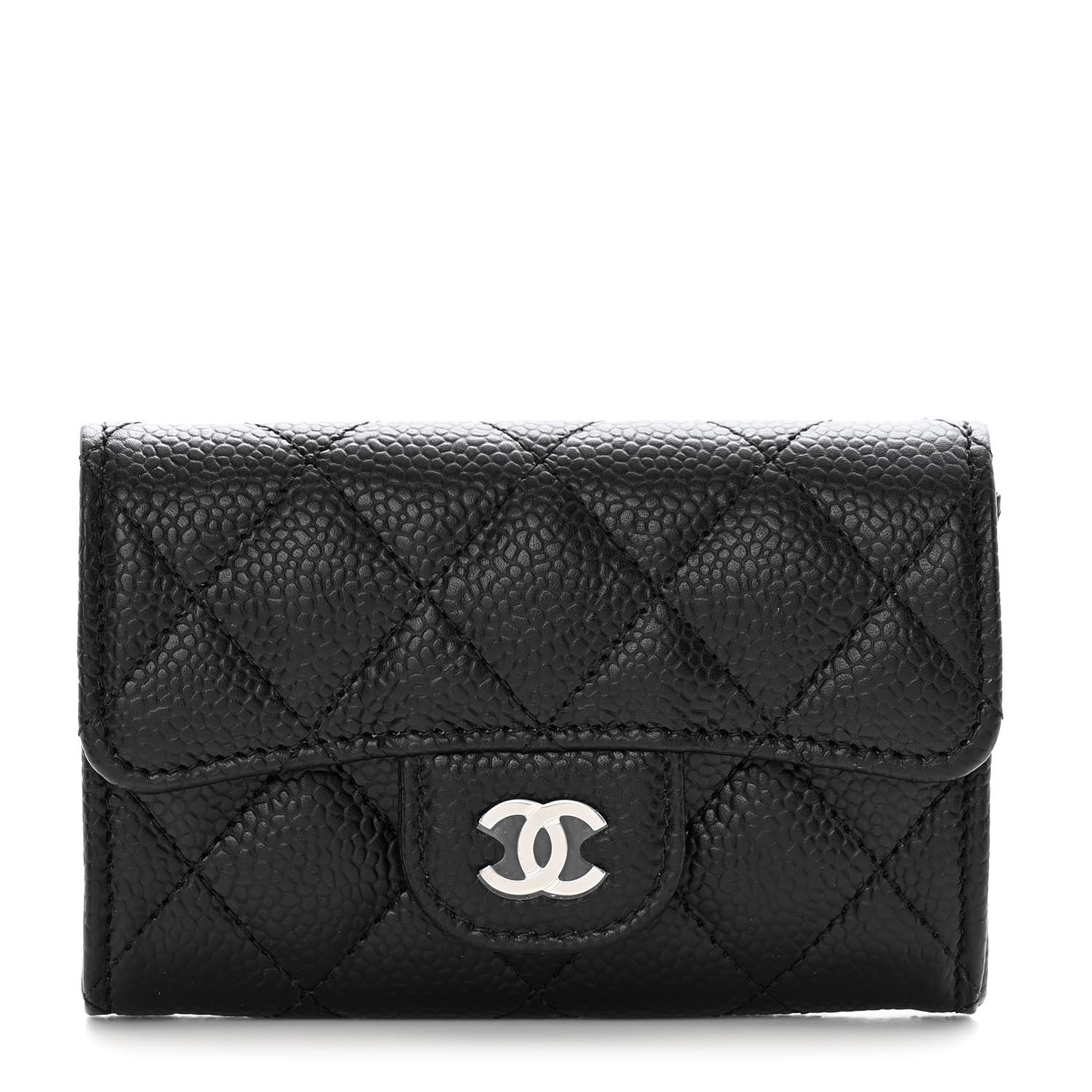Chanel Caviar Quilted Flap Card Holder Wallet Black 1 of 9