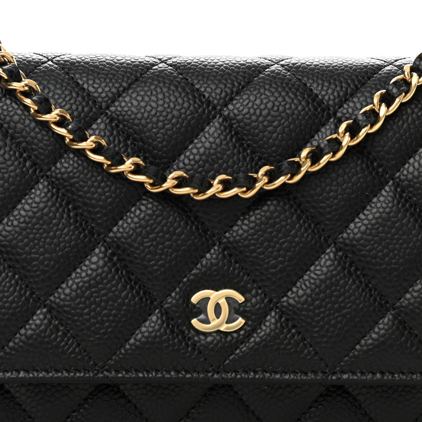 Caviar Quilted Wallet On Chain WOC Black