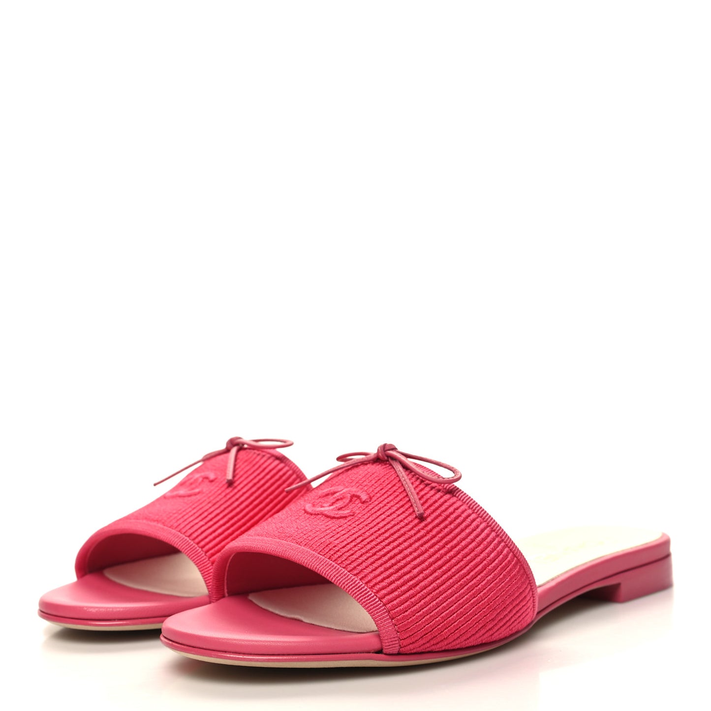 Fabric Embroidered CC Bow Mules 39 Dark Pink