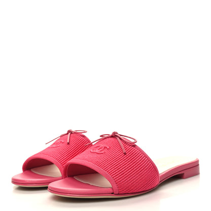 Chanel Fabric Embroidered CC Bow Mules 39 Dark Pink 3 of 9