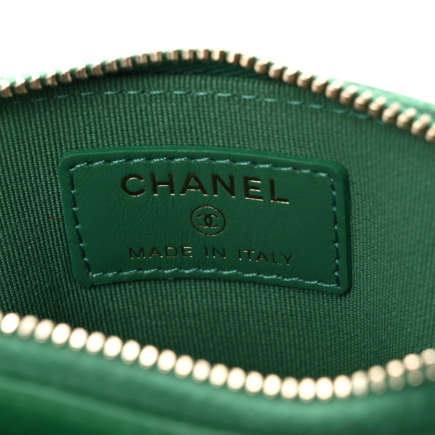 Chanel Lambskin Quilted Chanel 19 Zip Card Holder Wallet Green 6 of 9