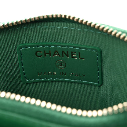 Chanel Lambskin Quilted Chanel 19 Zip Card Holder Wallet Green 6 of 9