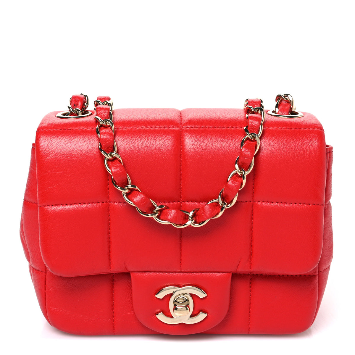 Chanel Lambskin Resin Crystal Square Quilted Monacoco Mini Flap Red 1 of 10