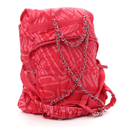Chanel Nylon Printed Quilted Coco Neige Convertible Backpack Pink 3 of 11