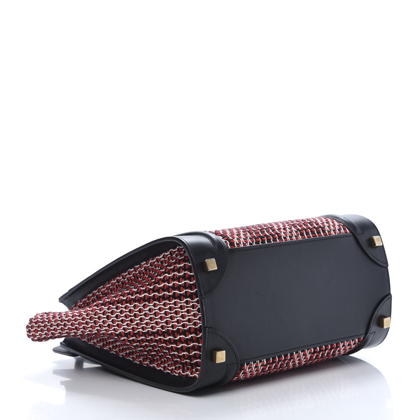 Smooth Calfskin Tweed Micro Luggage Black Scarlet