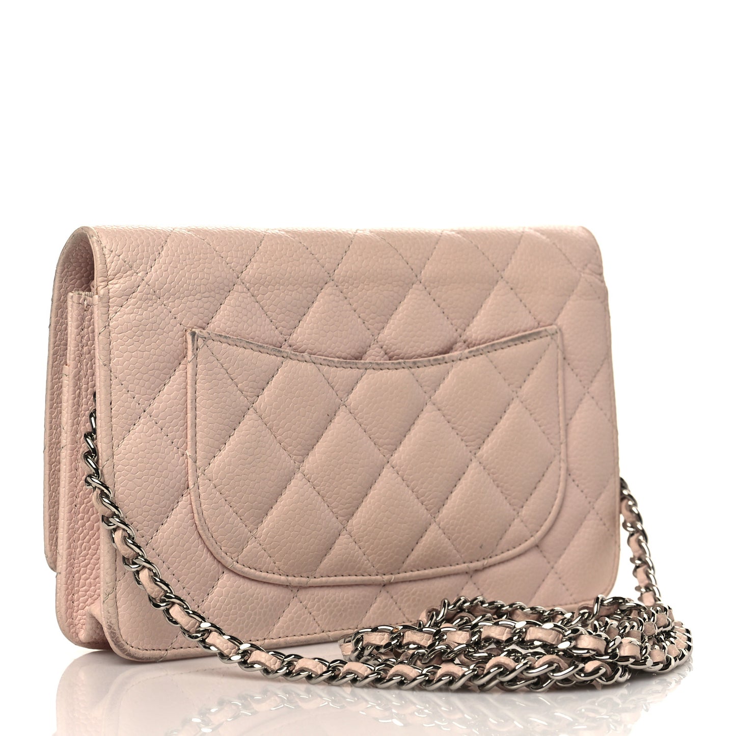 Caviar Quilted Wallet On Chain WOC Light Pink