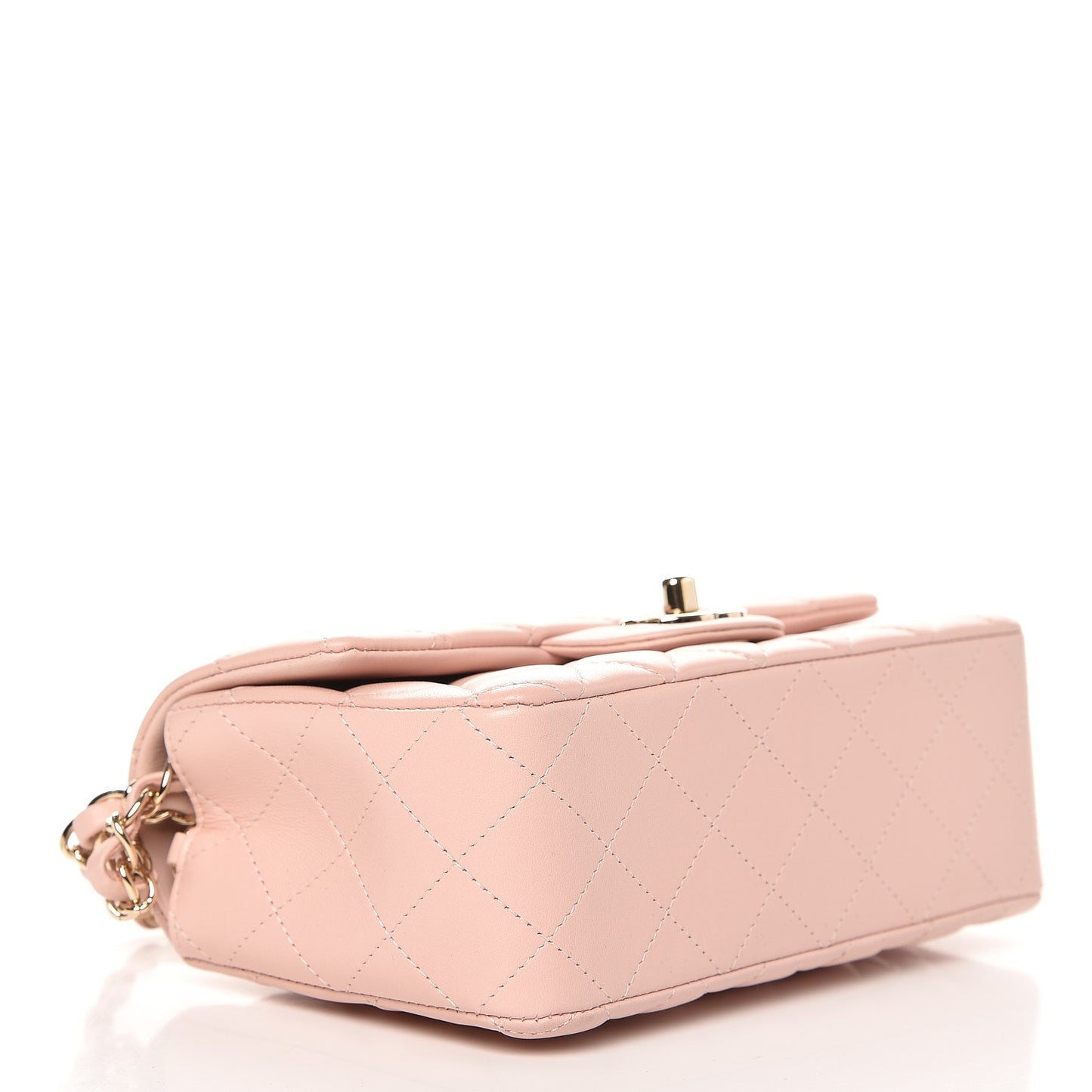 Lambskin Quilted Mini Rectangular Flap Light Pink