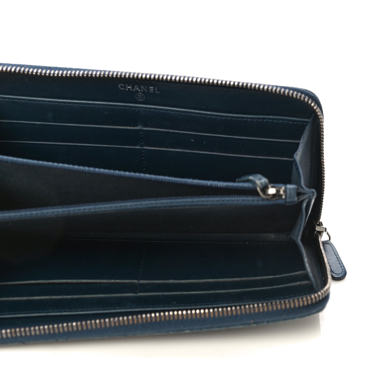 Chanel Glazed Calfskin Quilted Small Coco Boy Zip Around Wallet Blue 5 of 26