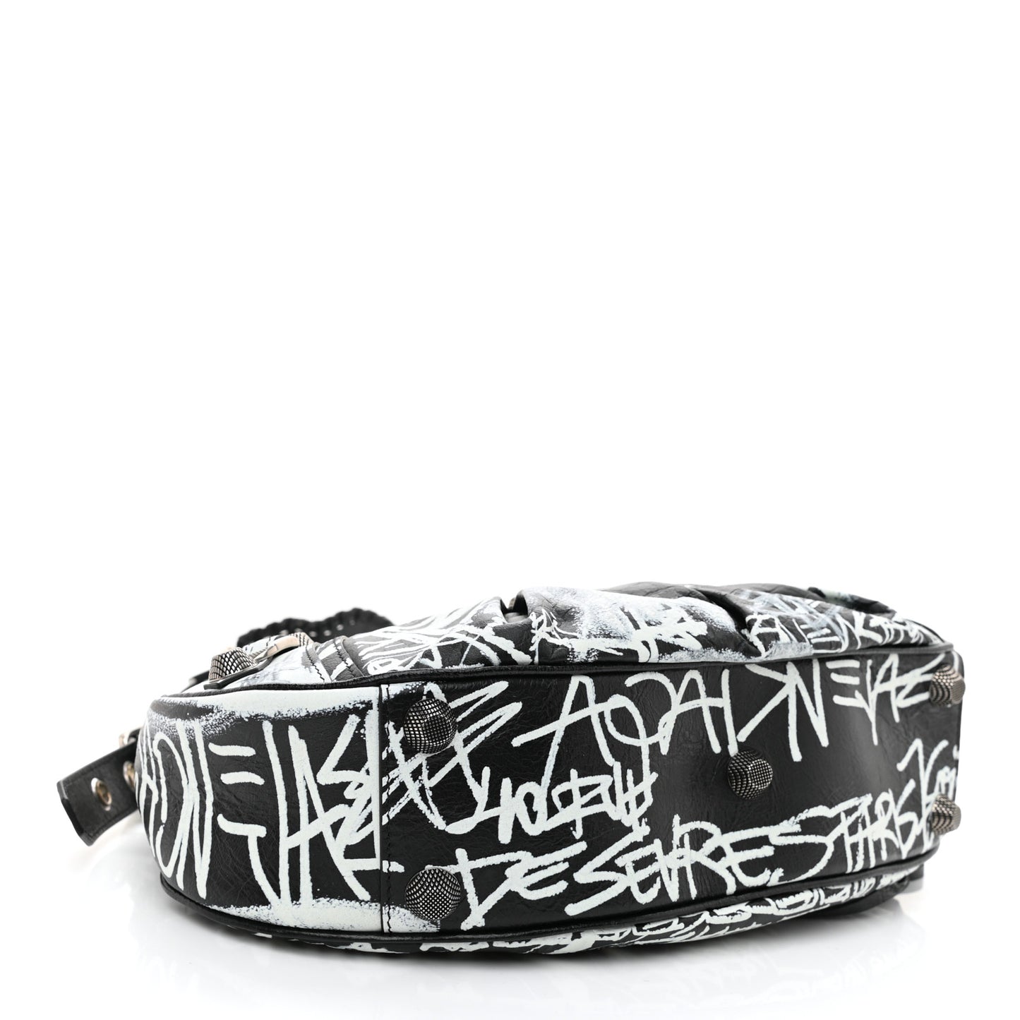 Agneau Arena Graffiti Small Le Cagole Shoulder Bag Black White