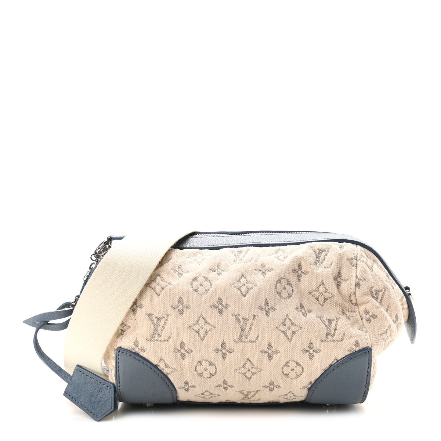 Monogram Denim Pochette Round Blue