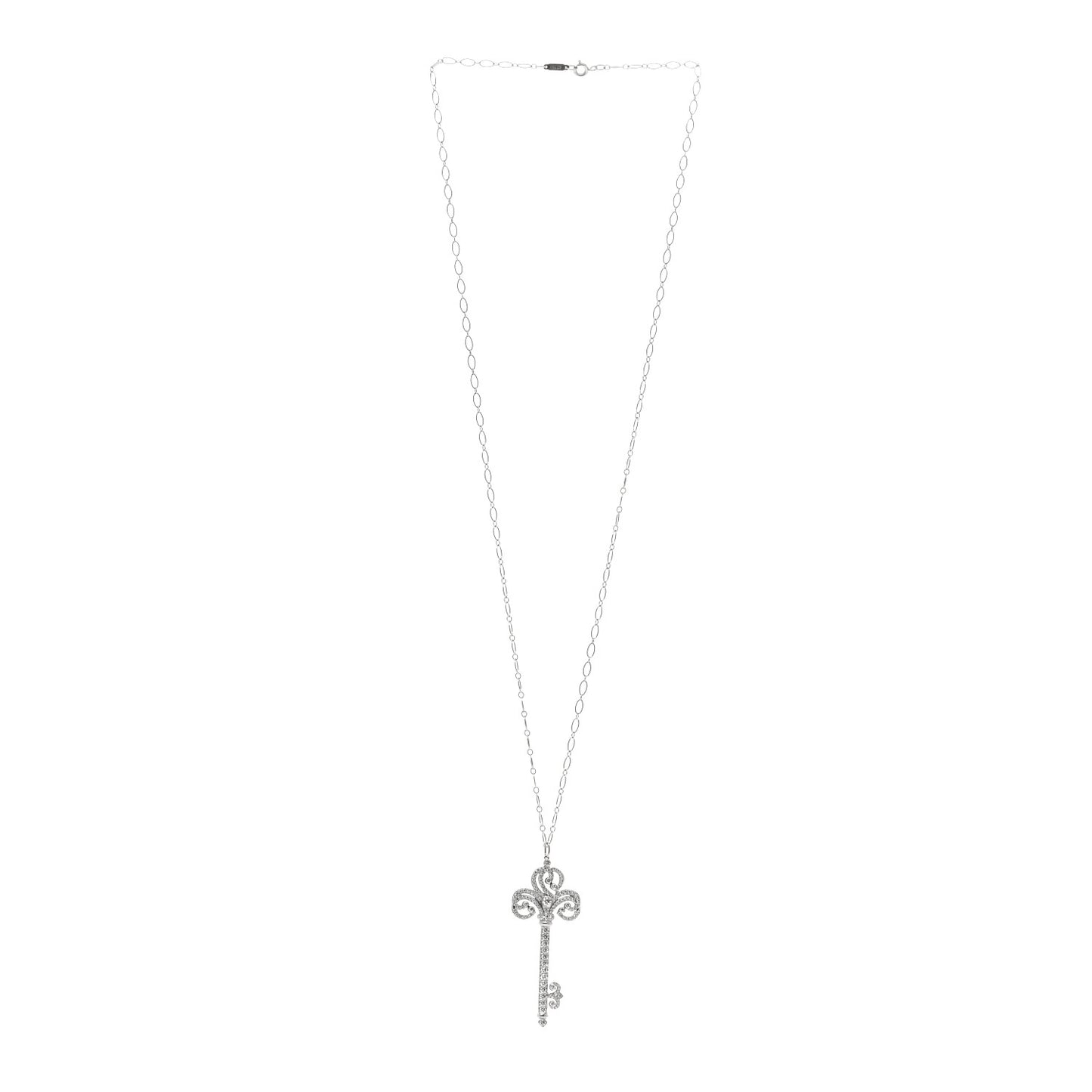 Platinum Diamond Enchant Heart Key Pendant Necklace