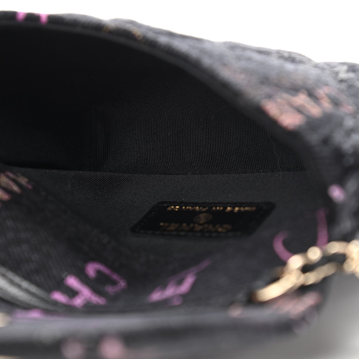Denim Quilted Denim Mood Clutch With Chain Black Multicolor