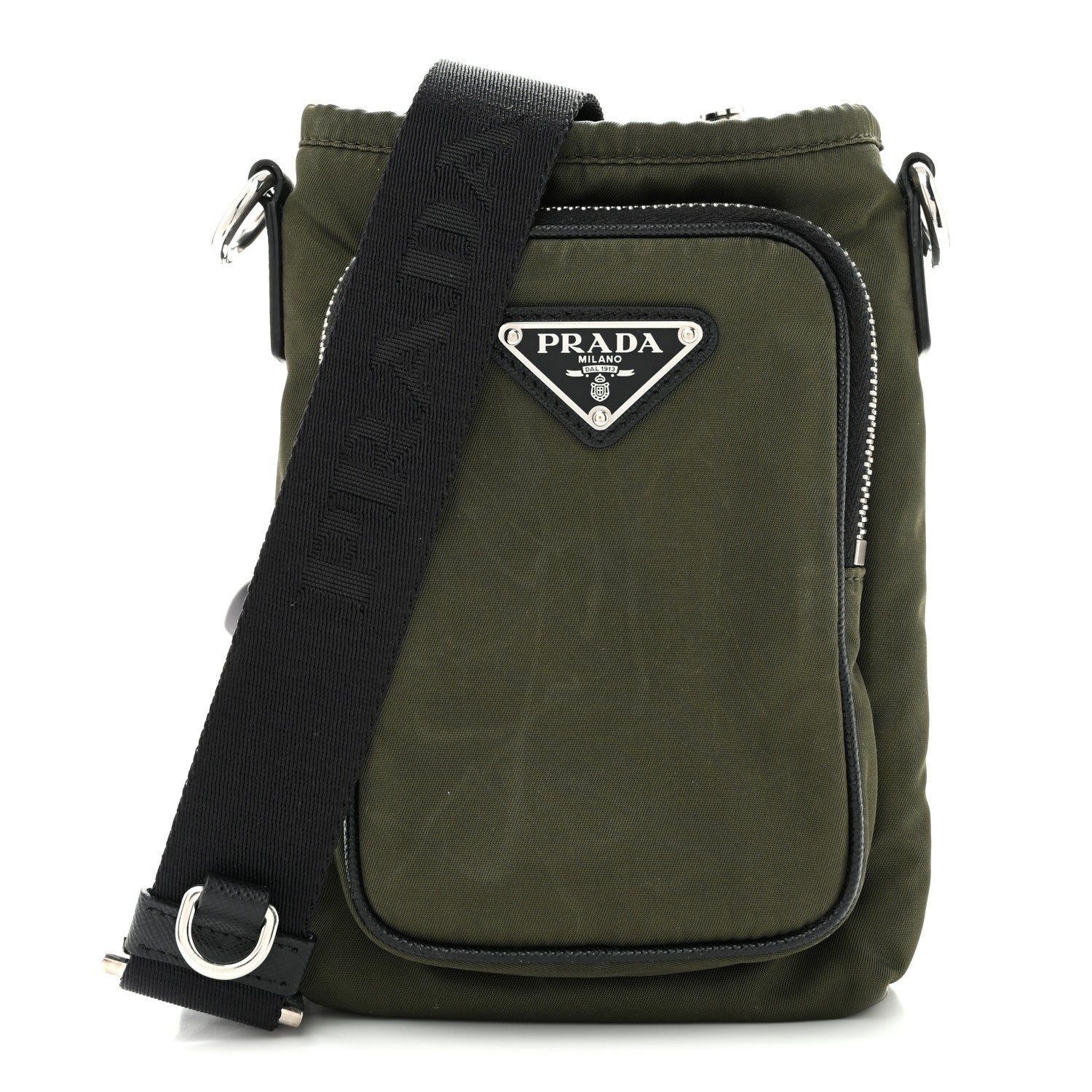 Prada Tessuto Nylon Saffiano Phone Case Crossbody Green 1 of 12