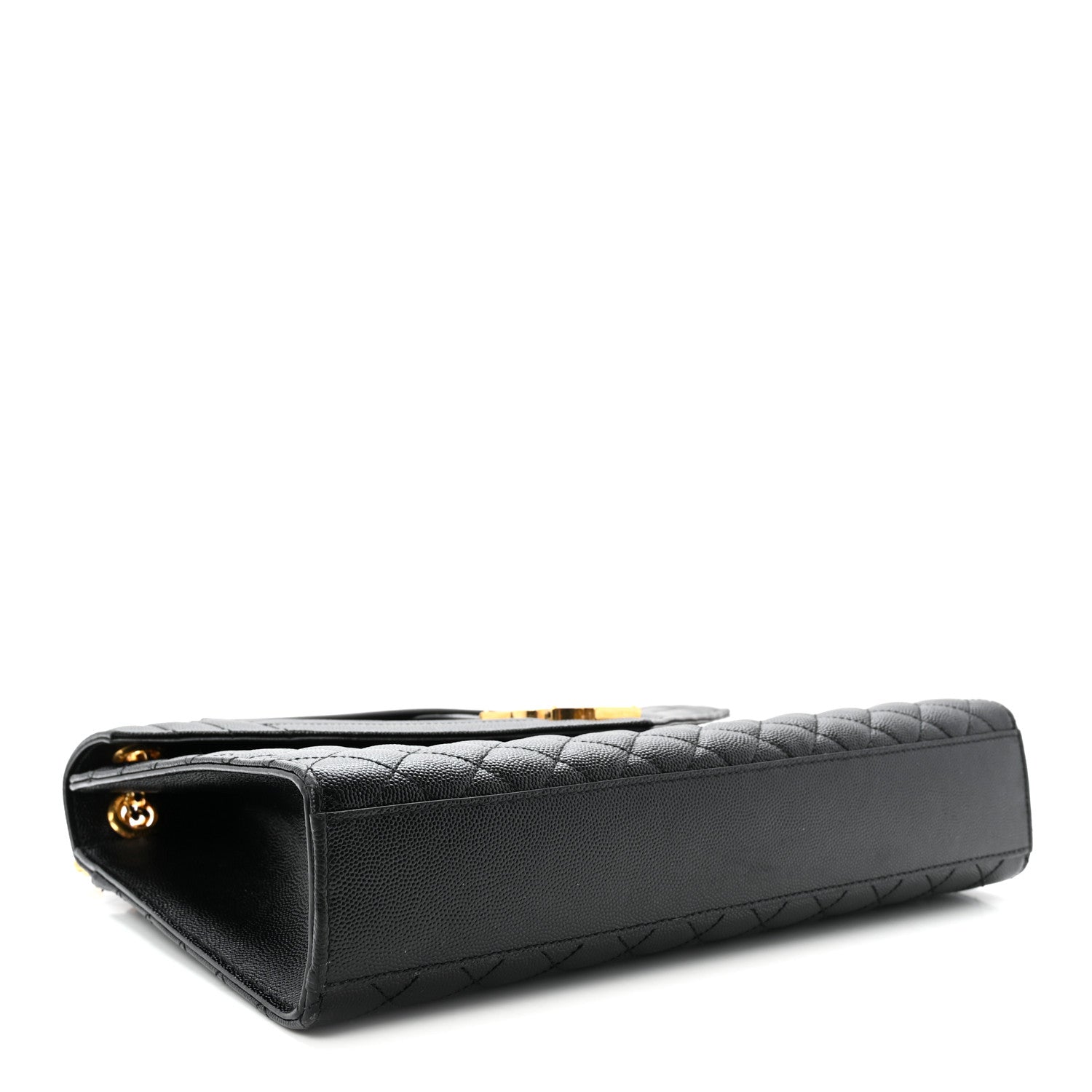 Saint Laurent Grain De Poudre Textured Mixed Matelasse Large Triquilt Monogram Satchel Black 4 of 9