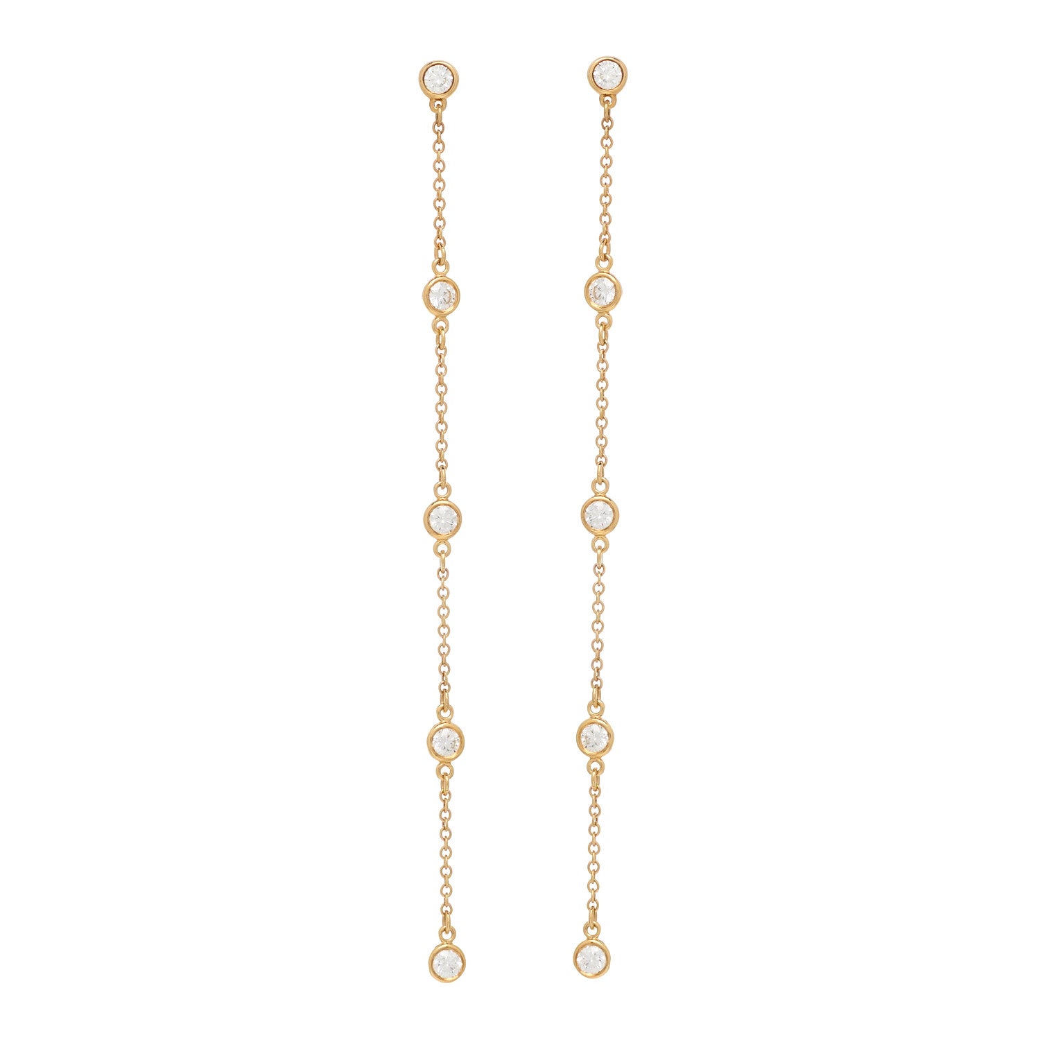 Tiffany 18K Yellow Gold Elsa Peretti Diamonds by the Yard Drop Earrings 1 of 4
