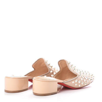 Christian Louboutin Shiny Nappa Spikes Mulaconka 35 Mules 36 Nude 4 of 8